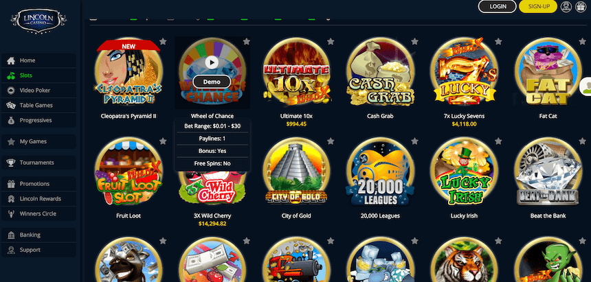 lincoln casino casino no deposit bonus codes